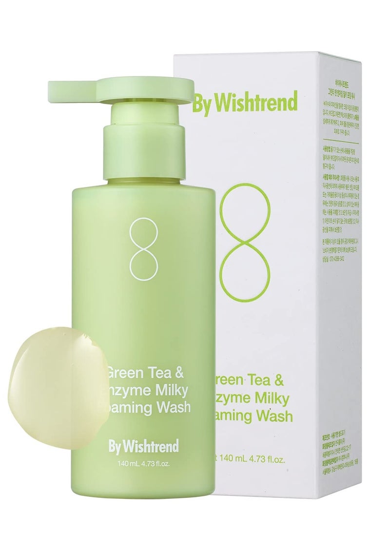 BY WISHTREND] Green Tea & Enzyme Milky Foaming Wash 140g, Papain, Grain Milk Complex, Hydrating, Pore Cleansing, for Sensitive