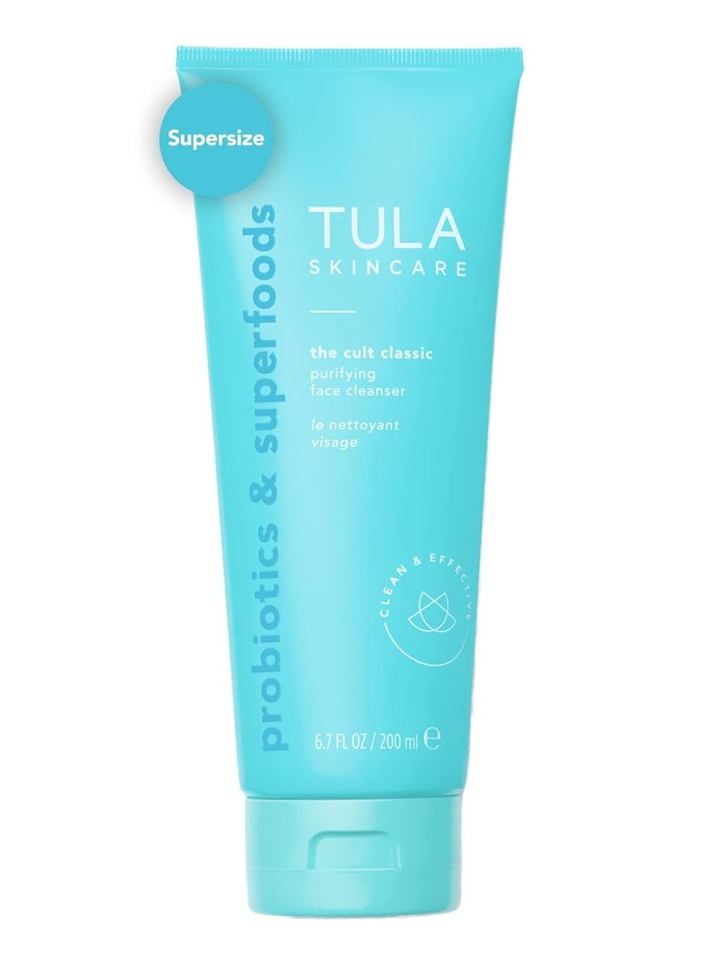 TULA Skin Care Cult Classic Cleanser Supersize, 6.7 Oz + Cult Classic Cleanser Travel Size, 1.7 Oz | 2 Piece Set