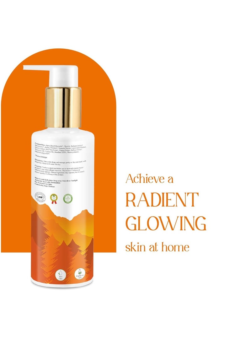 VITAMIN C FACE WASH ERICHED WITH LEMON, HONEY,PAPAYA,TURMERIC, ALOE VERA AND KASHMIRI SAFFRON - NO PARABENS, SULPHATE, SILICONES, 200ML
