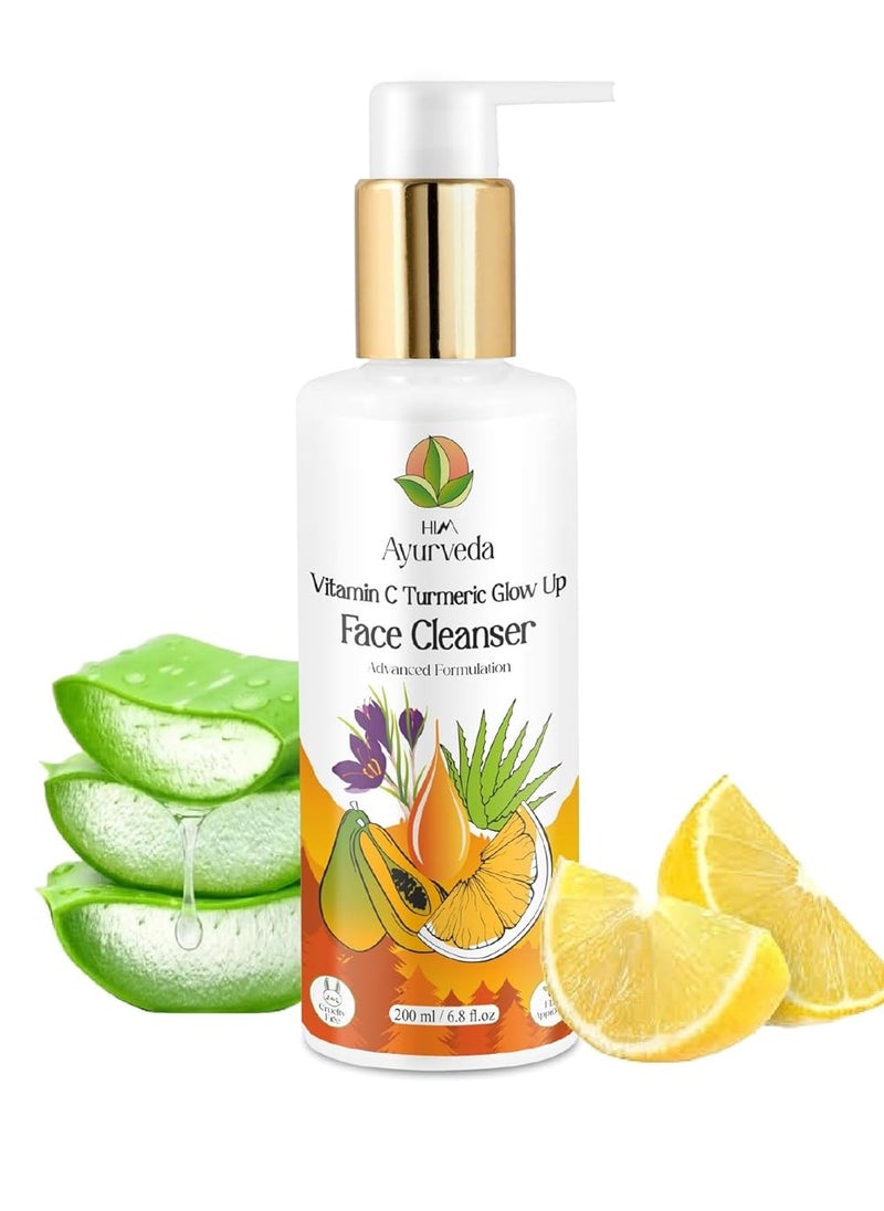 VITAMIN C FACE WASH ERICHED WITH LEMON, HONEY,PAPAYA,TURMERIC, ALOE VERA AND KASHMIRI SAFFRON - NO PARABENS, SULPHATE, SILICONES, 200ML