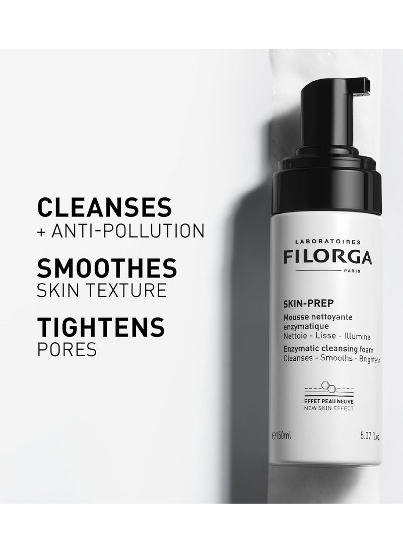 Filorga Skin-Prep Enzymatic Cleansing Foam Face Cleanser With Aloe, Jojoba Oil, and Papain Enzyme to Clean, Smooth, and Protect Skin from Pollutants, 5.07 fl. oz.