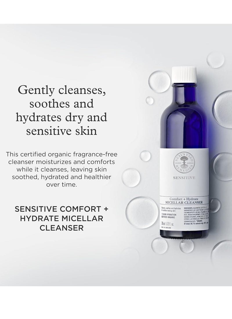 Neal's Yard Remedies | Sensitive Comfort + Hydrate Micellar Cleanser | Up to 12 Hours of Hydration | Gifts for Women | Gently Cleanses & Hydrates Skin | 200ml