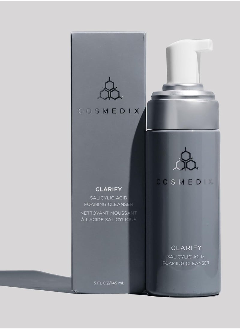 COSMEDIX Clarify Salicylic Acid Foaming Cleanser, Exfoliates Sensitive and Blemish-Prone Skin, Aloe Vera, Alcohol and Sulfate Free, Cruelty-Free, Gluten Free