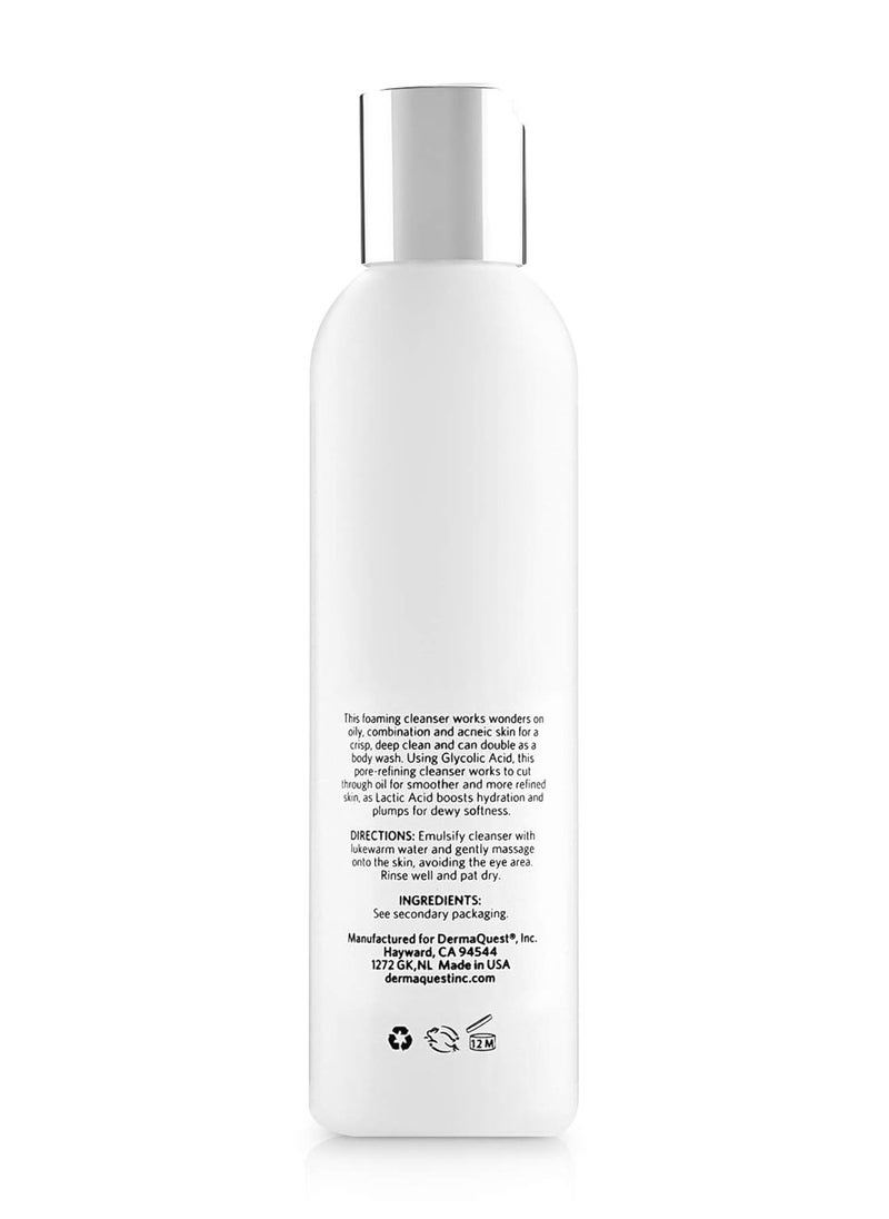 DermaQuest Advanced Therapy Foaming Glyco Gel Based Cleanser with 15% Glycolic Acid & Lactic Acid - Deep Cleansing Daily Face Wash for Oily Skin and Papular Acne (6 oz)