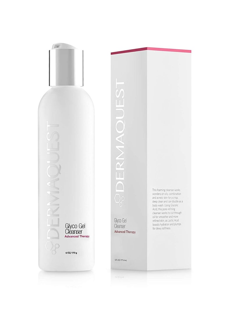 DermaQuest Advanced Therapy Foaming Glyco Gel Based Cleanser with 15% Glycolic Acid & Lactic Acid - Deep Cleansing Daily Face Wash for Oily Skin and Papular Acne (6 oz)