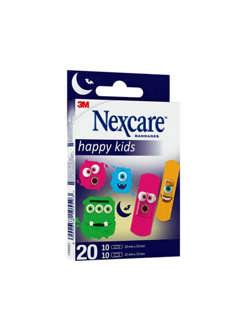 Happy Kids Monsters Bandages – Assorted Size – 20 Bandages ( 3 packs)