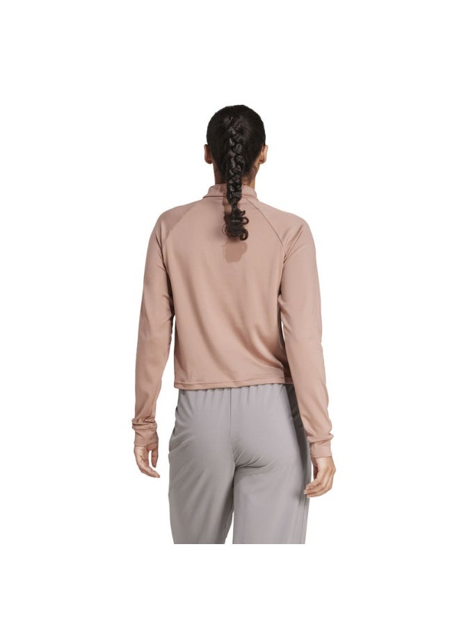 Workout Essentials Minimal Branding 1/4 Zip Cover Up Women Track Top