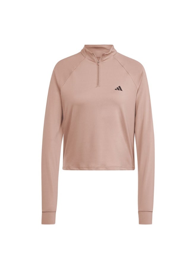 Workout Essentials Minimal Branding 1/4 Zip Cover Up Women Track Top