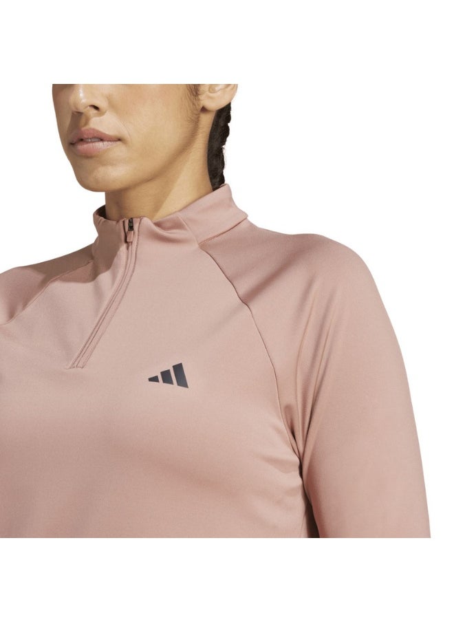 Workout Essentials Minimal Branding 1/4 Zip Cover Up Women Track Top