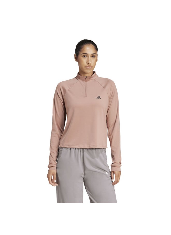 Workout Essentials Minimal Branding 1/4 Zip Cover Up Women Track Top