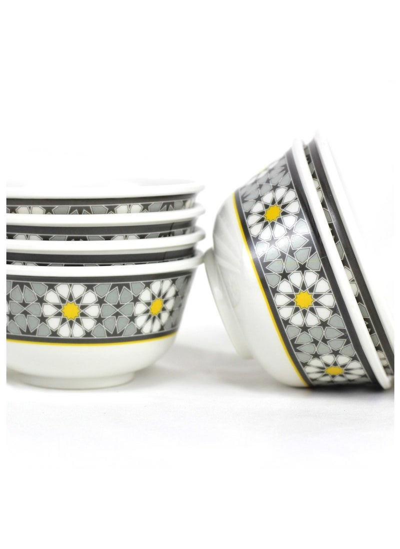 24-Piece Melamine Dinner Set With 6 X 25 Cm Dinner Plate, 4 X 20 Cm Soup Plate, 4 X 13 Cm Rice Bowl, 4 Water Mug, Serves 6, White