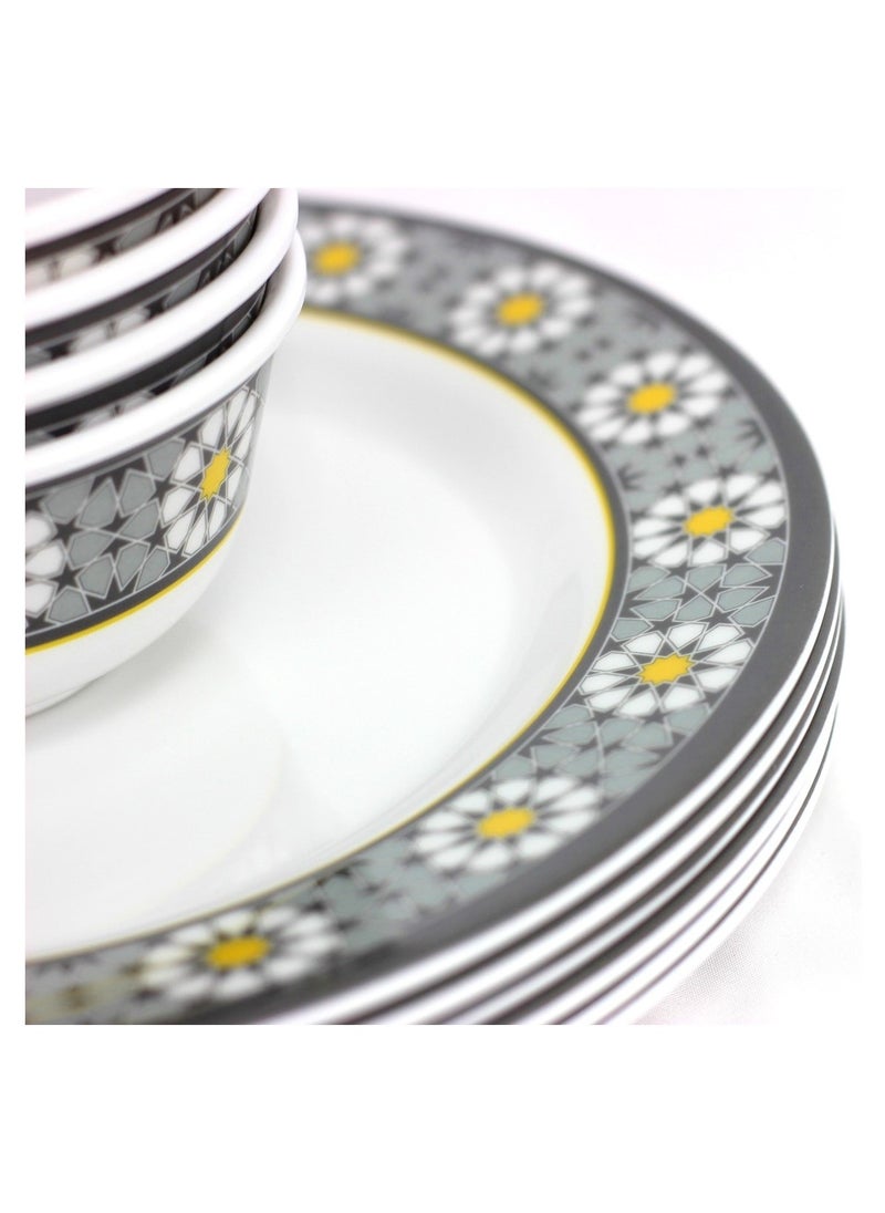 Melrich 24 Pcs Melamine Dinner set Dinner and Soup plates and Bowls Durable and Strong Dishwasher and Freezer safe