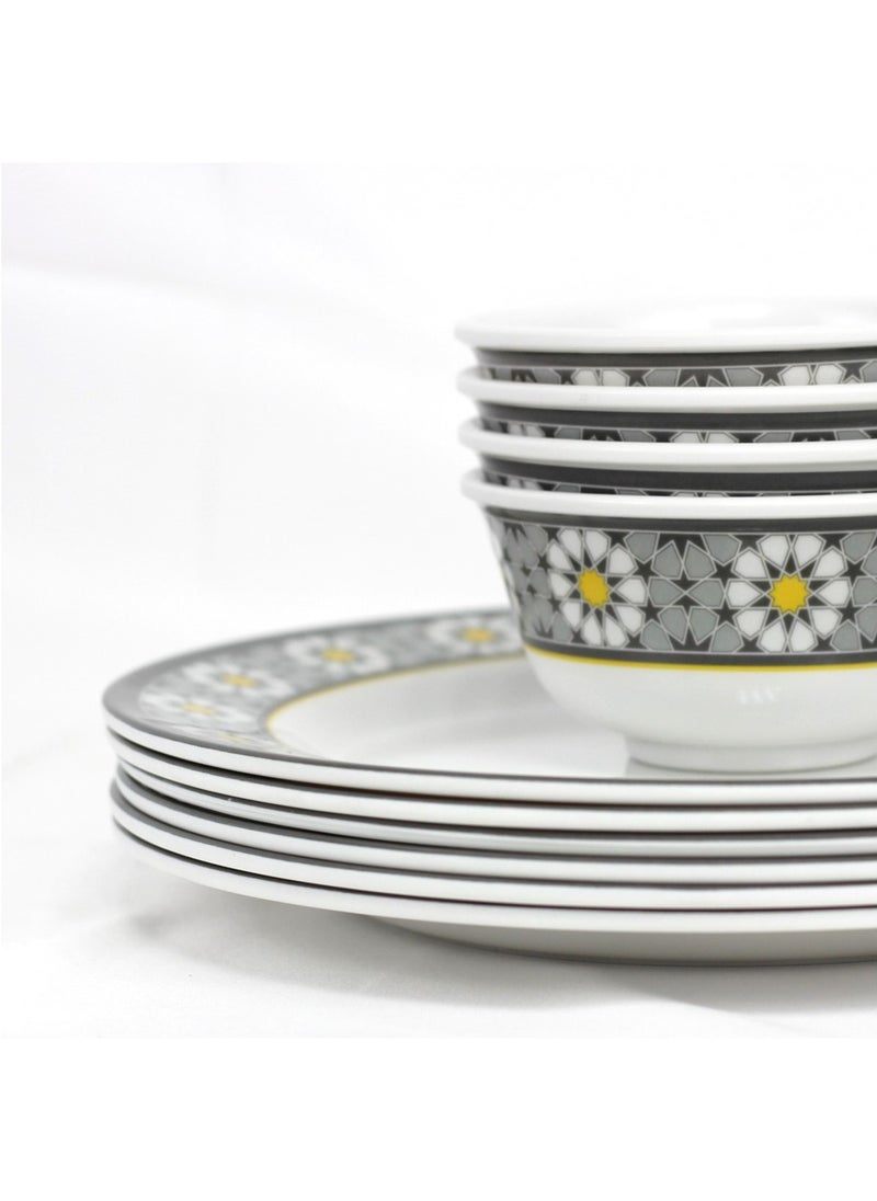 Melrich 24 Pcs Melamine Dinner set Dinner and Soup plates and Bowls Durable and Strong Dishwasher and Freezer safe