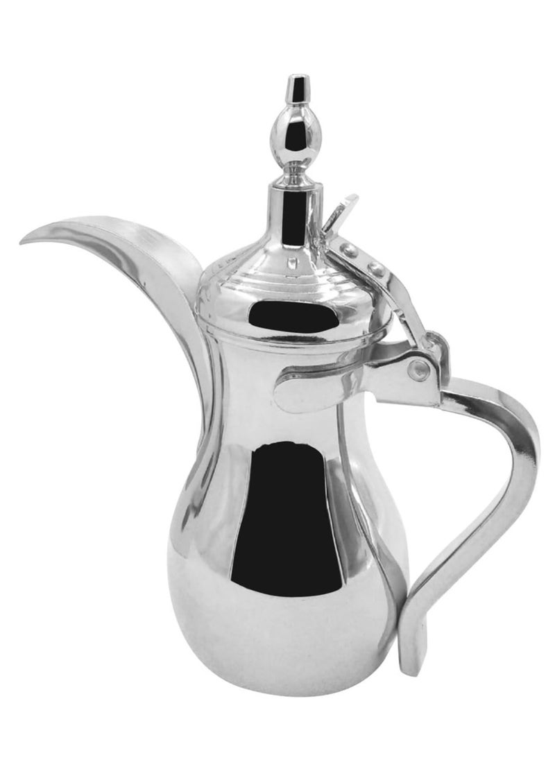 Arabic Coffee Dallah Pot Rustproof Premium Stainless Steel Teapot Mirror Finish Coffee Kettle Easy Pour Spout Tea Kettle with Attached Lid and Ergonomic Handle Dishwasher