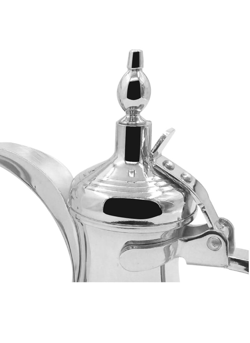 Arabic Coffee Dallah Pot Rustproof Premium Stainless Steel Teapot Mirror Finish Coffee Kettle Easy Pour Spout Tea Kettle with Attached Lid and Ergonomic Handle Dishwasher