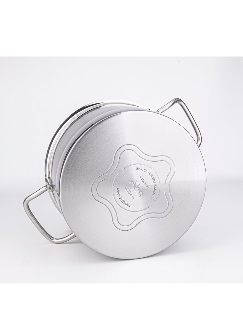 9-Piece Alfa Premium Cookware Set - 18/10 Cr-Ni Stainless Steel - 3 Deep Pots - 1 Low Pot - 1 Frypan