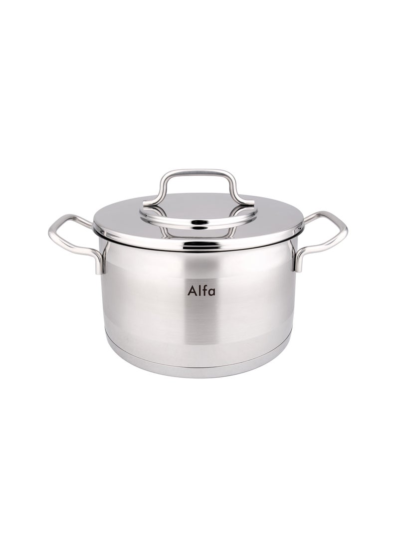 9-Piece Alfa Premium Cookware Set - 18/10 Cr-Ni Stainless Steel - 3 Deep Pots - 1 Low Pot - 1 Frypan