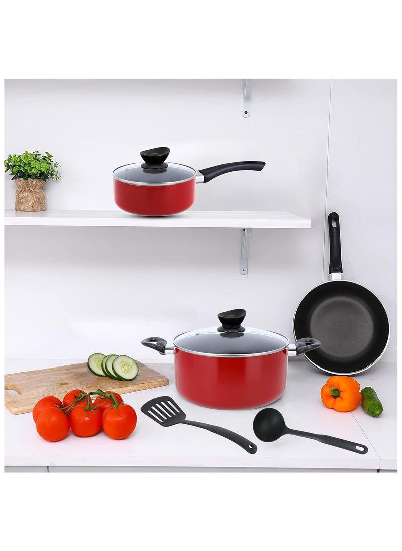 Kawashi 7-Piece Cookware Gift Set | Ramadan Limited-Time Deals Non-Stick Aluminum Cookware Set with Casserole, Fry Pan, Sauce Pan,| Durable Scratch-Resistant Cooking Set