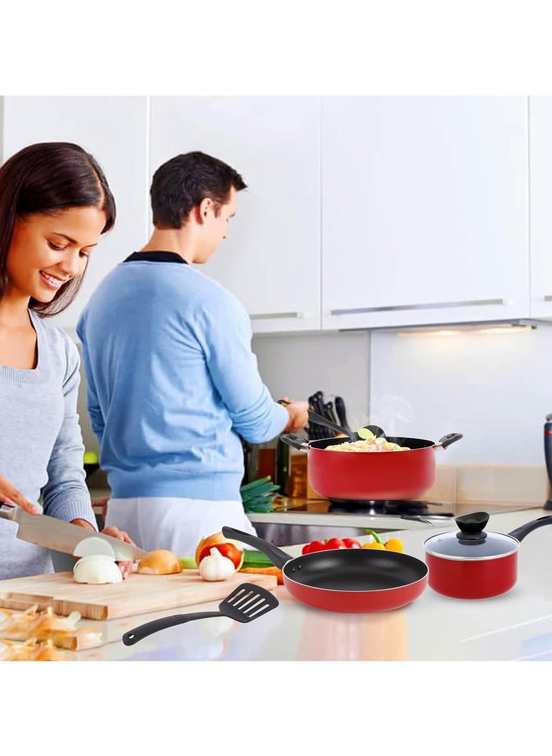 Kawashi 7-Piece Cookware Gift Set | Ramadan Limited-Time Deals Non-Stick Aluminum Cookware Set with Casserole, Fry Pan, Sauce Pan,| Durable Scratch-Resistant Cooking Set