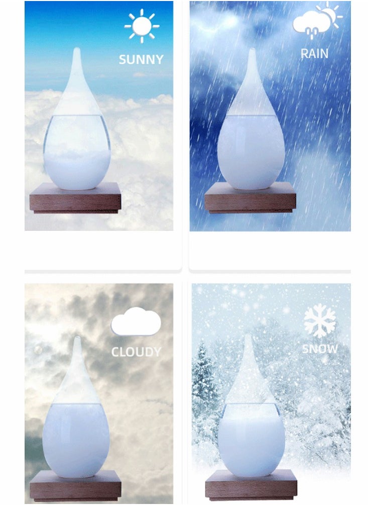 Storm Bottle Weather Forecast Bottle Weather Station Predictor Barometer Bottle With Wood Base Glow Glass Creative Birthday Gift Ornament For Home Office Decoration