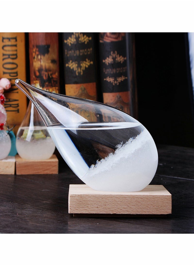 Storm Bottle Weather Forecast Bottle Weather Station Predictor Barometer Bottle With Wood Base Glow Glass Creative Birthday Gift Ornament For Home Office Decoration