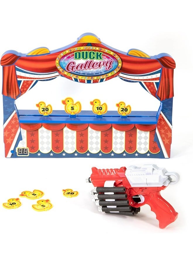Merchant Ambassador Retro Arcade Electronic: Duck Shooting Gallery - Tabletop Game with Blaster Gun, Moving Ducks & Sound Effects, Ages 6+