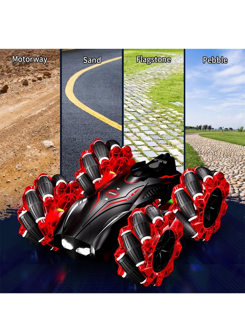 4WD Gesture Control Stunt Car with Cool Lights 360 Flips Double Sided Off Road Fun for Kids Birthday Gifts Red