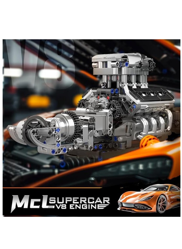 V8 Engine Model Kit That Works for 14+ Kids Boys and Adults, 10206 MCL V8 DIY Car Engine Model Educational Experiment Toy, 737Pcs