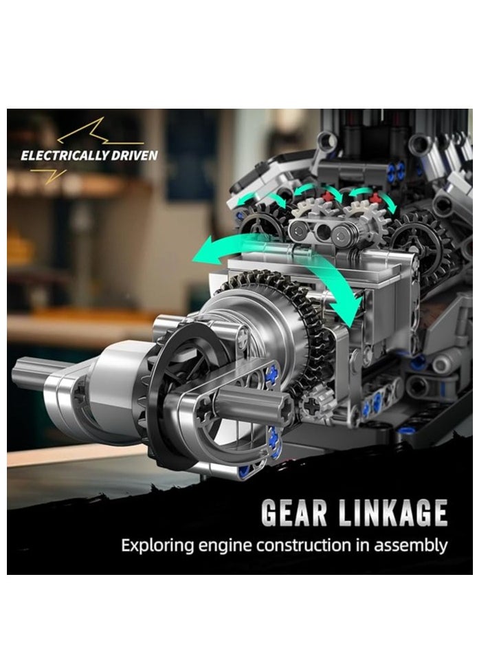 V8 Engine Model Kit That Works for 14+ Kids Boys and Adults, 10206 MCL V8 DIY Car Engine Model Educational Experiment Toy, 737Pcs