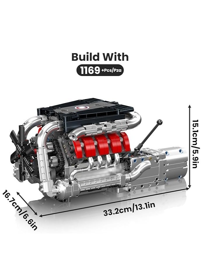 10203 Supercar V8 Engine Transmission Kit,Educational Sports Car Bricks Set,8-Cylinder Car Engine Building Engineering  Building Blocks
