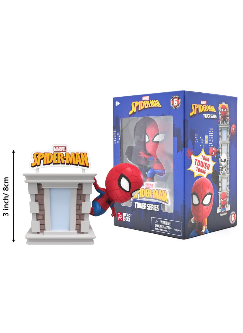 Spiderman Tower Series With Window Box, Assorted 1 Piece (Style & Color May Vary) | Collectible Figure | Mystery Figure | Gift for Kids and Collectors!