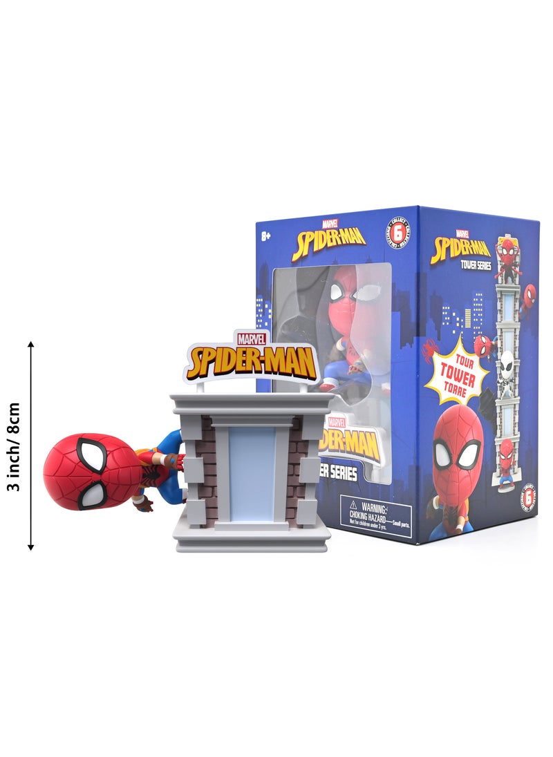 Spiderman Tower Series With Window Box, Assorted 1 Piece (Style & Color May Vary) | Collectible Figure | Mystery Figure | Gift for Kids and Collectors!