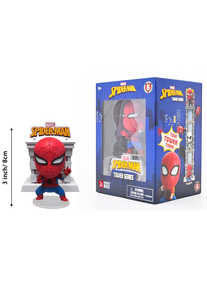 Spiderman Tower Series With Window Box, Assorted 1 Piece (Style & Color May Vary) | Collectible Figure | Mystery Figure | Gift for Kids and Collectors!