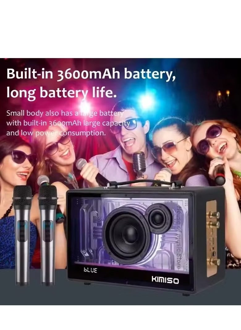 M90 Portable Bluetooth Speaker with 2 UHF Wireless Microphones – Ultimate Karaoke Machine for Adults & Kids – Speaker System with Progressive LED Lights – Rechargeable Home Party Sound System with Deep Bass & Clear Audio for Events, Outdoor, and Indoor Entertainment