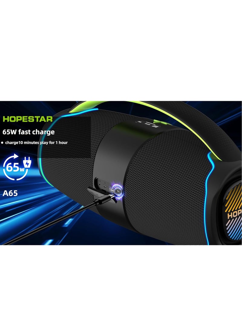 A65 300W Portable Bluetooth Speaker – Big Bass, Karaoke Mic, IPX6 Waterproof, 30000mAh Battery, TWS Stereo, LED Lights & Handle – Perfect for Parties, Camping, and Outdoor Adventures