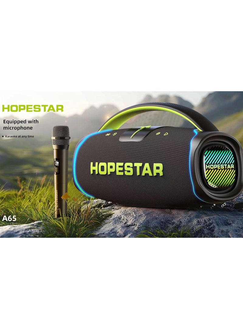 A65 300W Portable Bluetooth Speaker – Big Bass, Karaoke Mic, IPX6 Waterproof, 30000mAh Battery, TWS Stereo, LED Lights & Handle – Perfect for Parties, Camping, and Outdoor Adventures