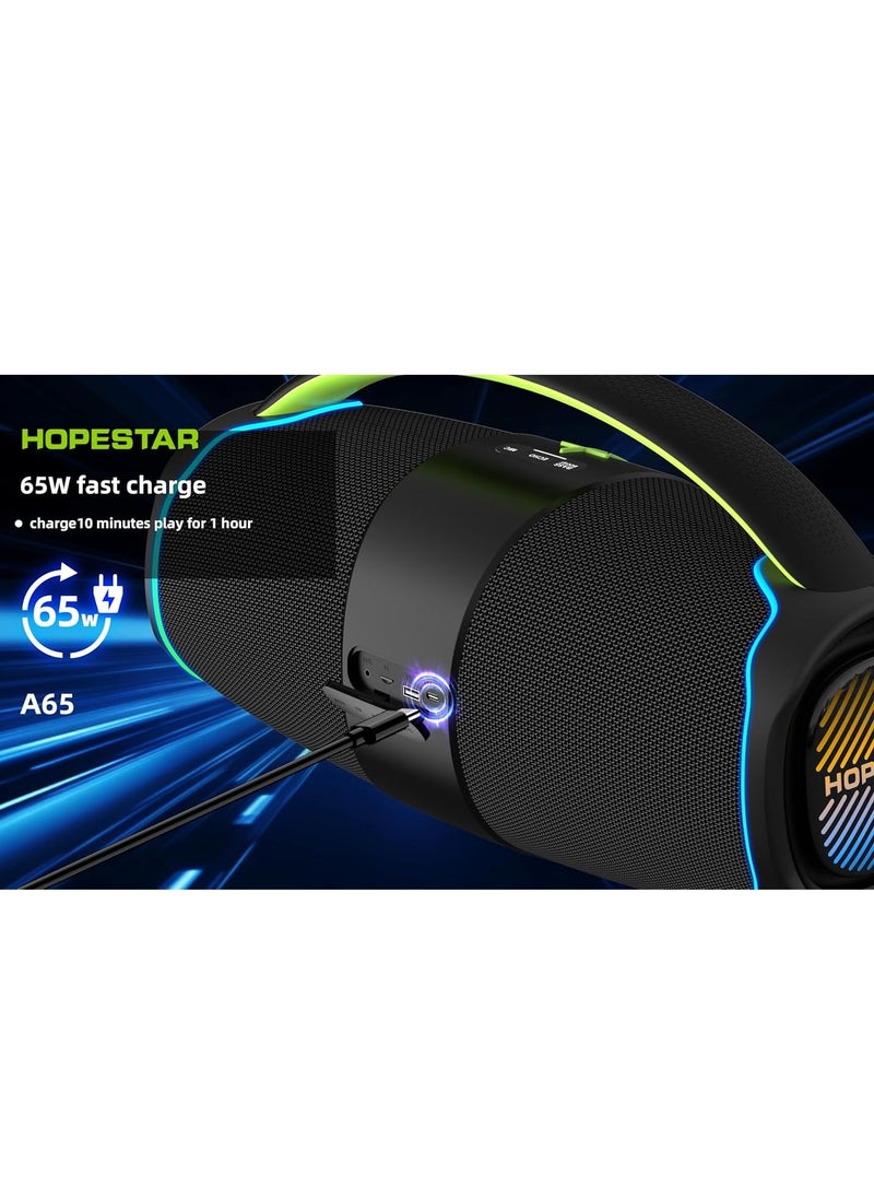 A65 300W Portable Bluetooth Speaker – Big Bass, Karaoke Mic, IPX6 Waterproof, 30000mAh Battery, TWS Stereo, LED Lights & Handle – Perfect for Parties, Camping, and Outdoor Adventures