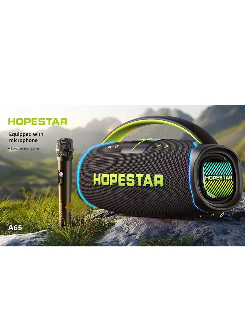 A65 300W Portable Bluetooth Speaker – Big Bass, Karaoke Mic, IPX6 Waterproof, 30000mAh Battery, TWS Stereo, LED Lights & Handle – Perfect for Parties, Camping, and Outdoor Adventures