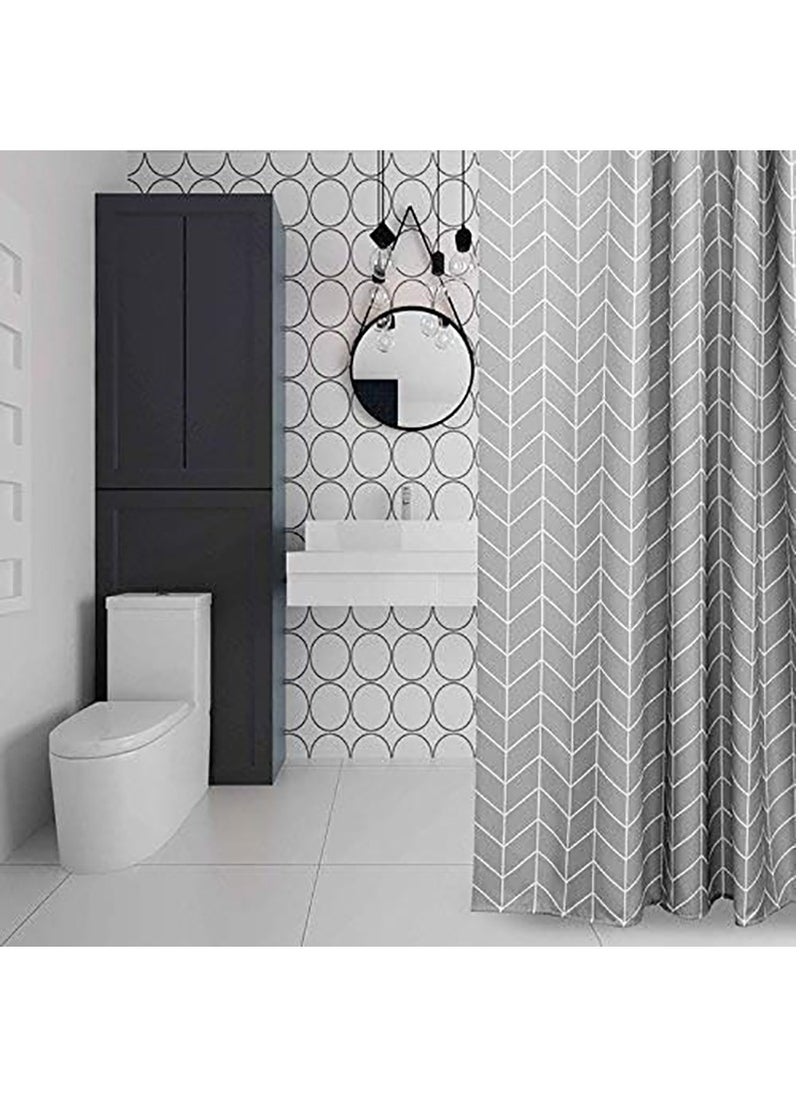 Shower Curtain, Waterproof Polyester Fabric Durable Mildew Stain Resistant Stylish Geometric Pattern Curtain (Grey, 180 x 180cm)