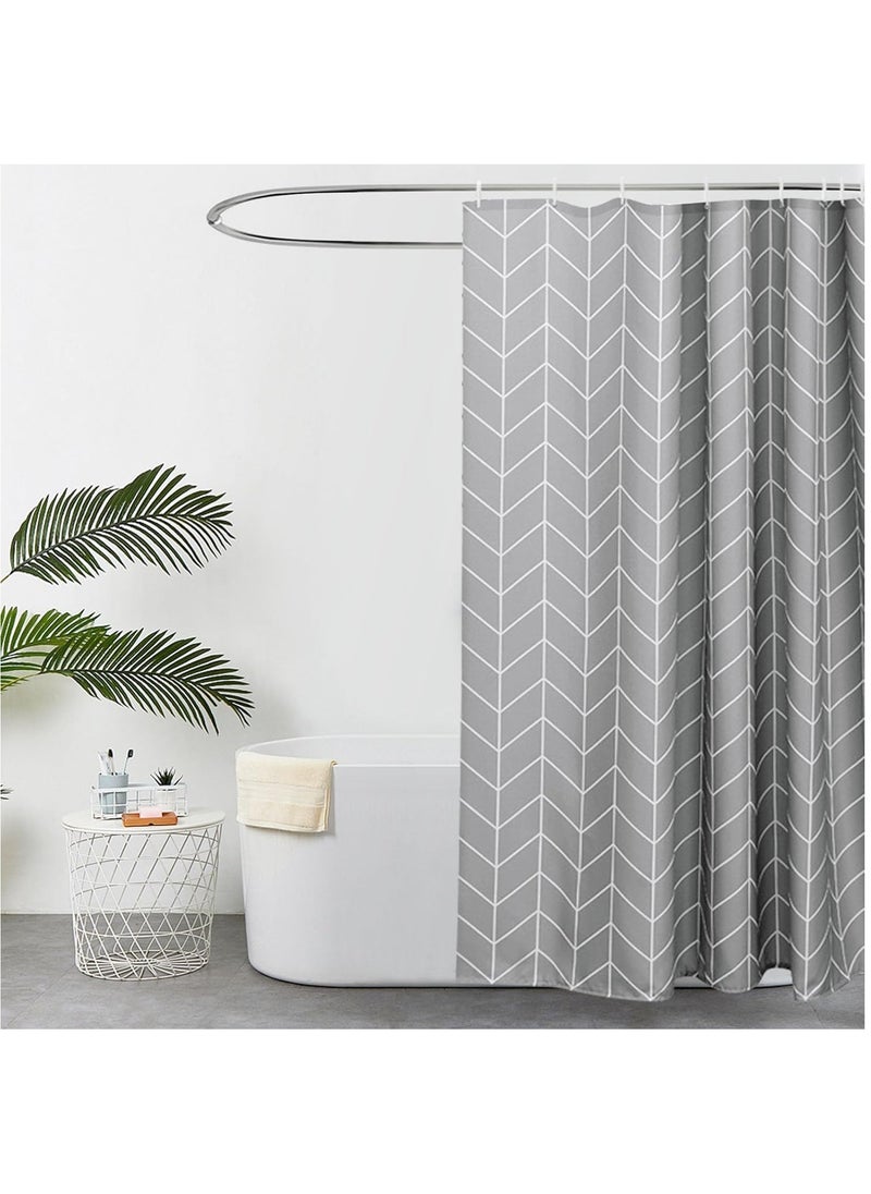 Shower Curtain, Waterproof Polyester Fabric Durable Mildew Stain Resistant Stylish Geometric Pattern Curtain (Grey, 180 x 180cm)