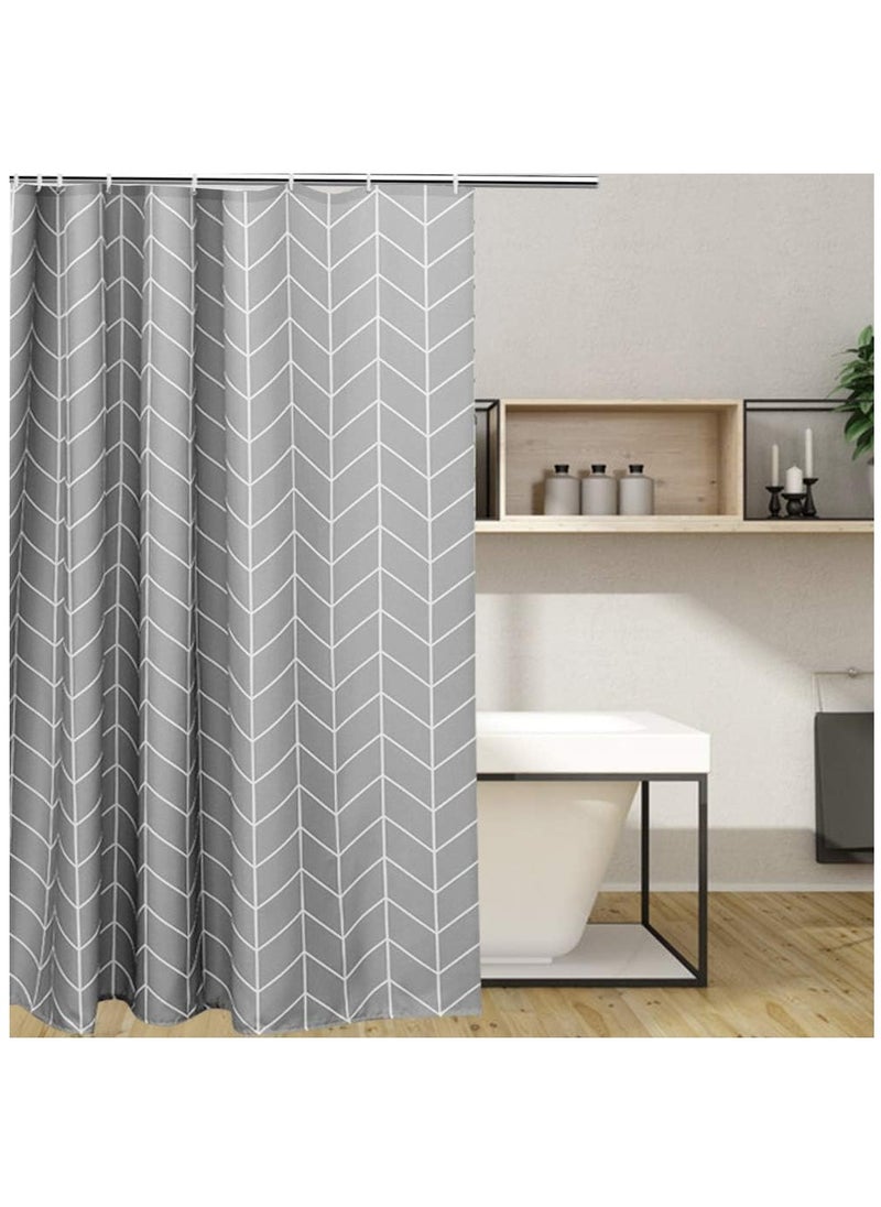 Shower Curtain, Waterproof Polyester Fabric Durable Mildew Stain Resistant Stylish Geometric Pattern Curtain (Grey, 180 x 180cm)
