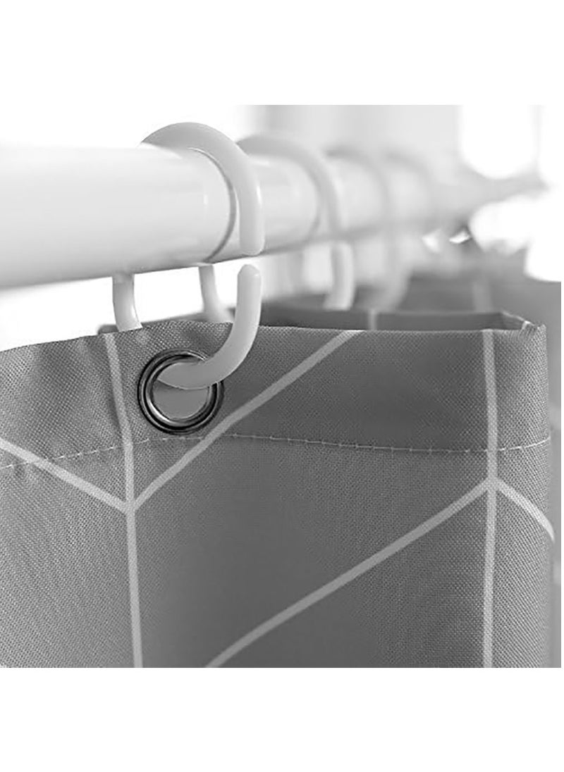 Shower Curtain, Waterproof Polyester Fabric Durable Mildew Stain Resistant Stylish Geometric Pattern Curtain (Grey, 180 x 200cm)