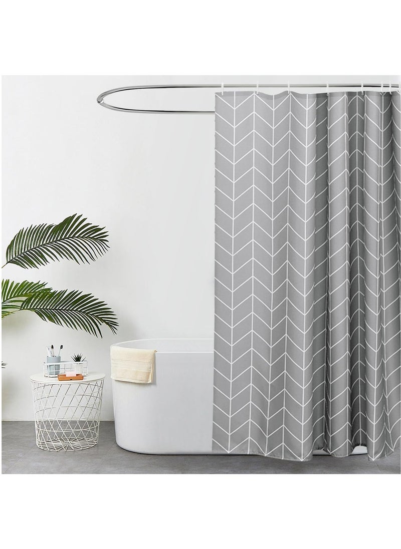 Shower Curtain, Waterproof Polyester Fabric Durable Mildew Stain Resistant Stylish Geometric Pattern Curtain (Grey, 180 x 200cm)