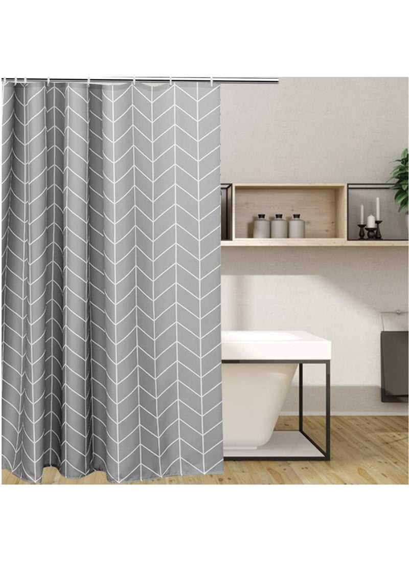 Shower Curtain, Waterproof Polyester Fabric Durable Mildew Stain Resistant Stylish Geometric Pattern Curtain (Grey, 180 x 200cm)