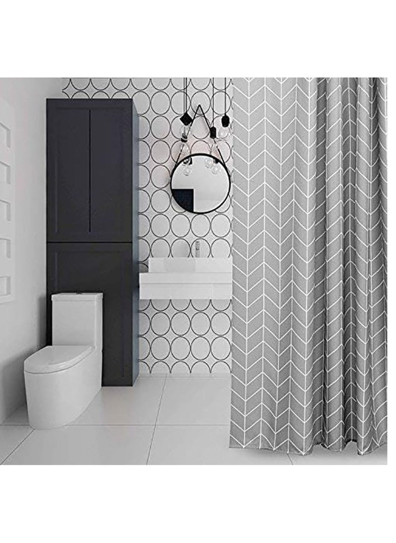 Shower Curtain, Waterproof Polyester Fabric Durable Mildew Stain Resistant Stylish Geometric Pattern Curtain (Grey, 180 x 200cm)