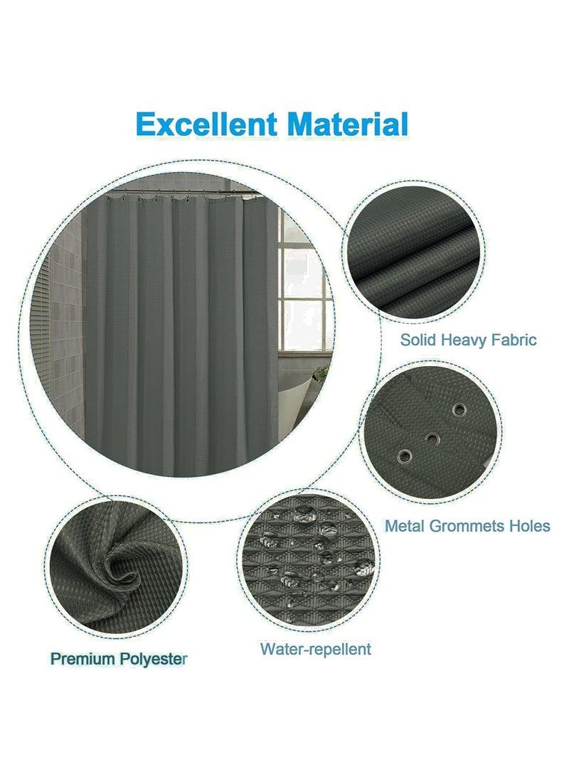 Premium Shower Curtain Thick Fabric Waffle Weave Design 5-Star Hotel Quality, Waterproof Mildew-proof No Smell Washable with 12 Hooks for Bathroom (Green, 180 x 180cm)