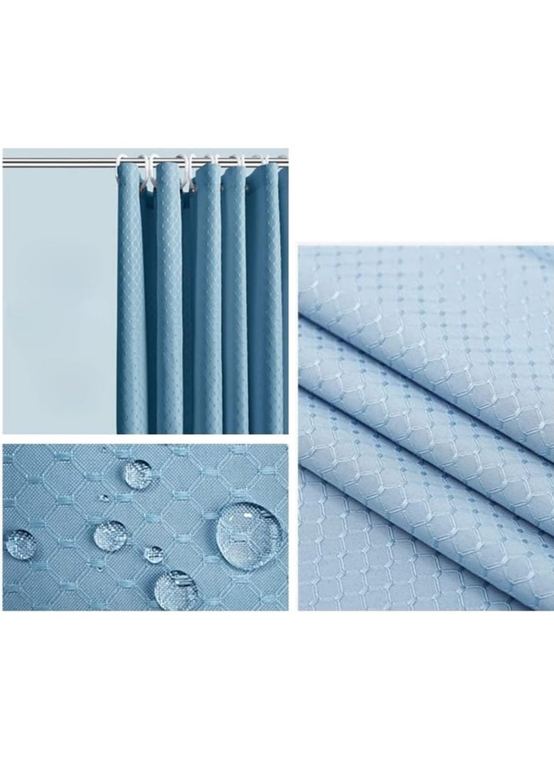 Premium Shower Curtain Waterproof Thickened Polyester Fabric Durable Mildew Stain Resistant Stylish Curtain (Sky Blue, 200 x 180 cm)