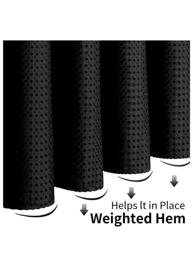 Premium Shower Curtain Thick Fabric Waffle Weave Design 5-Star Hotel Quality, Waterproof Mildew-proof No Smell Washable with 12 Hooks for Bathroom (Black, 180 x 200cm)