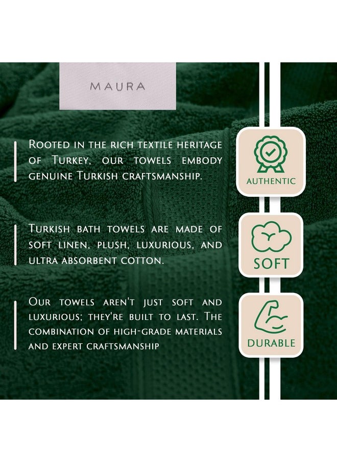 6-Pack Premium Turkish Washcloth Set - Ultimate Luxury With Soft, Thick, Super Absorbent, And Oversized Cotton Face Towels - Ideal For A Hotel & Spa Quality Experience In Classic Dark Green