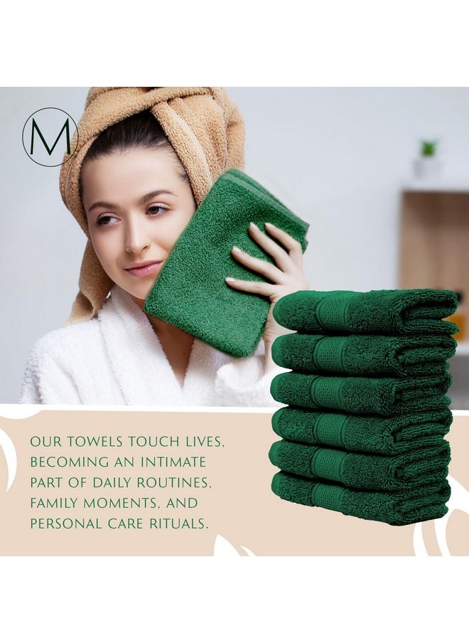 6-Pack Premium Turkish Washcloth Set - Ultimate Luxury With Soft, Thick, Super Absorbent, And Oversized Cotton Face Towels - Ideal For A Hotel & Spa Quality Experience In Classic Dark Green